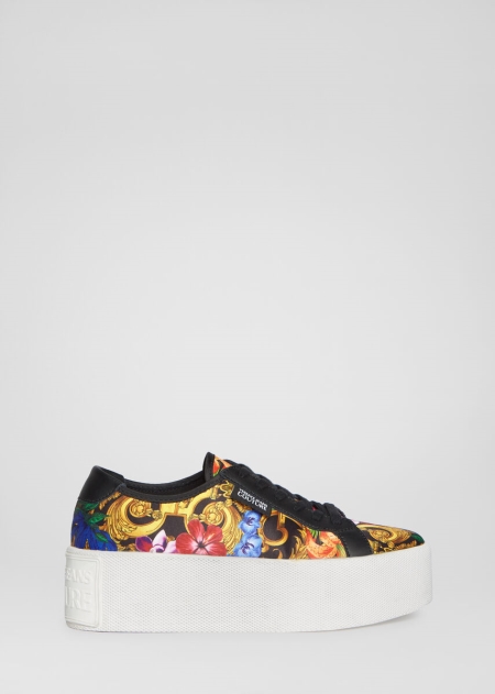 Versace Tropical Baroque Print Platform Sneakers Dam - 652749TWJ